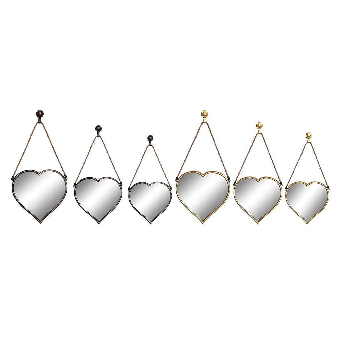 Juego de Espejos DKD Home Decor Scandi Cristal Negro Dorado Polipropileno (26 x 3 x 26 cm) (2 Unidades)