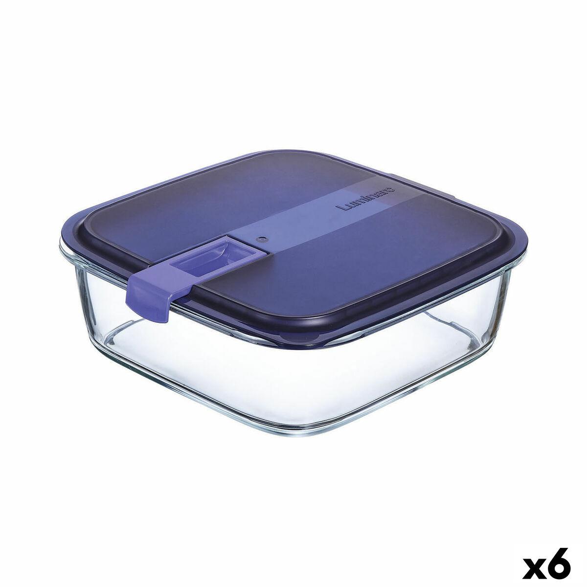 Fiambrera Hermética Luminarc Easy Box Azul 2,5 L Vidrio (6 Unidades)