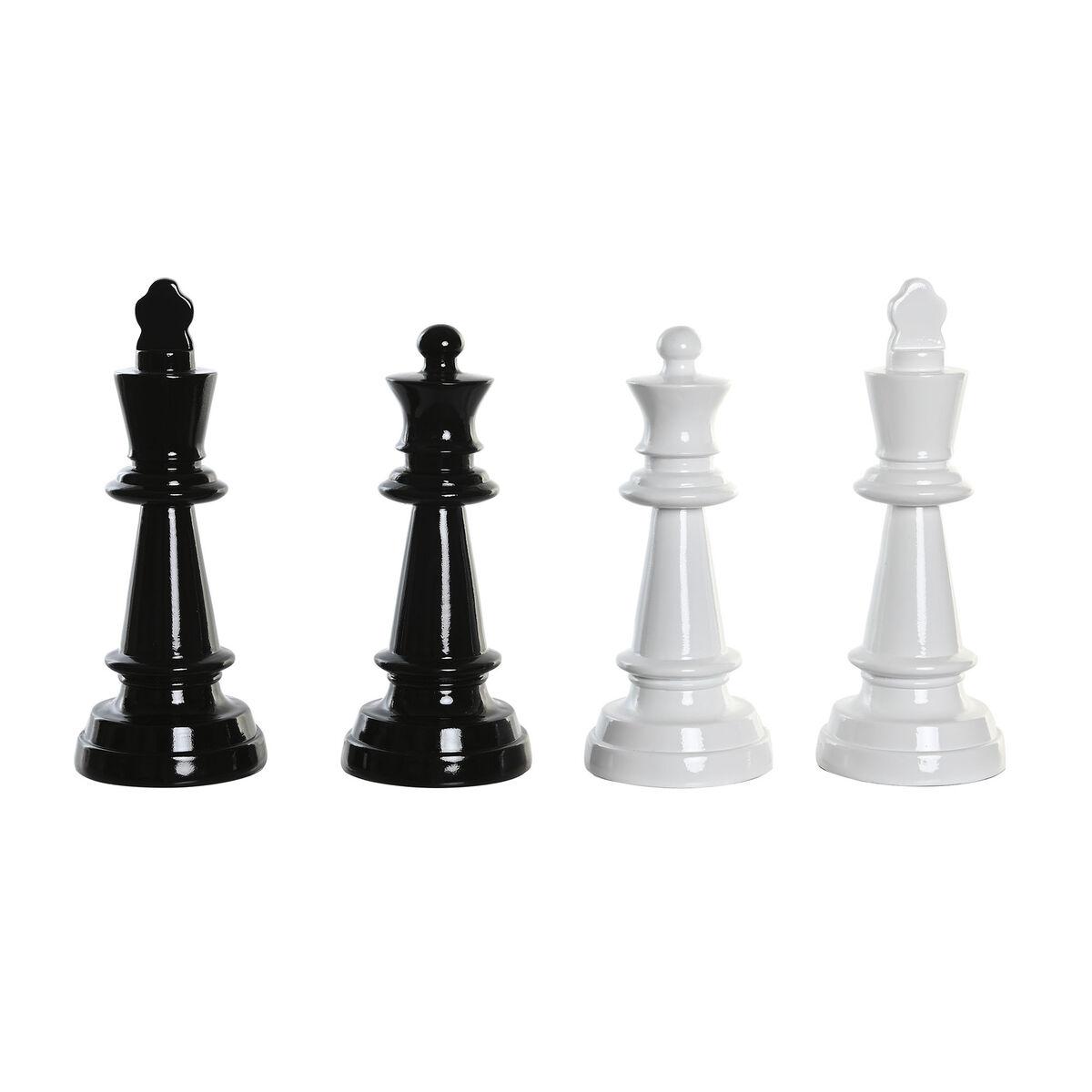 Figura Decorativa DKD Home Decor Negro Blanco Resina Fichas de Ajedrez Moderno (11 x 11 x 27,5 cm) (4 Unidades)