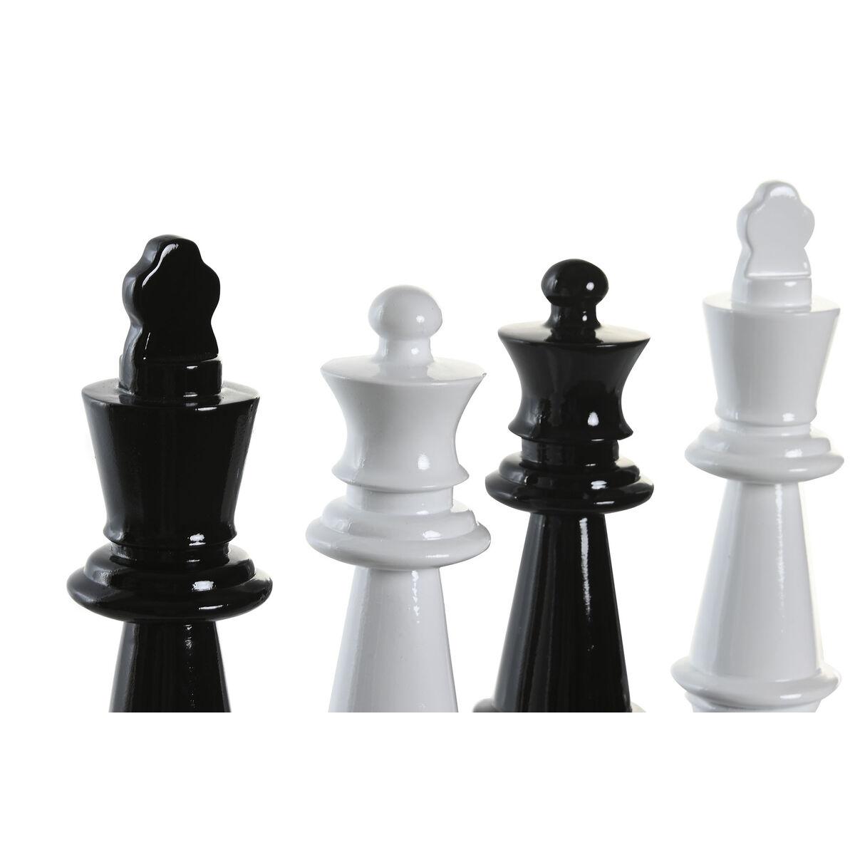 Figura Decorativa DKD Home Decor Negro Blanco Resina Fichas de Ajedrez Moderno (11 x 11 x 27,5 cm) (4 Unidades)