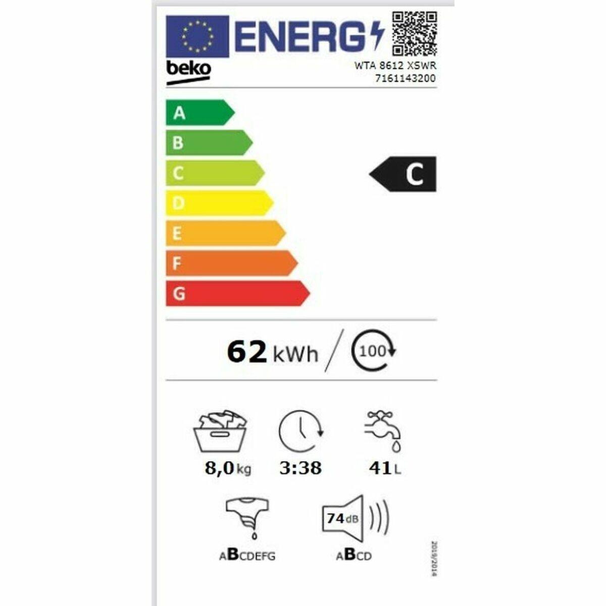 Lavadora BEKO WTA8612XSWR 8 kg 1200 rpm