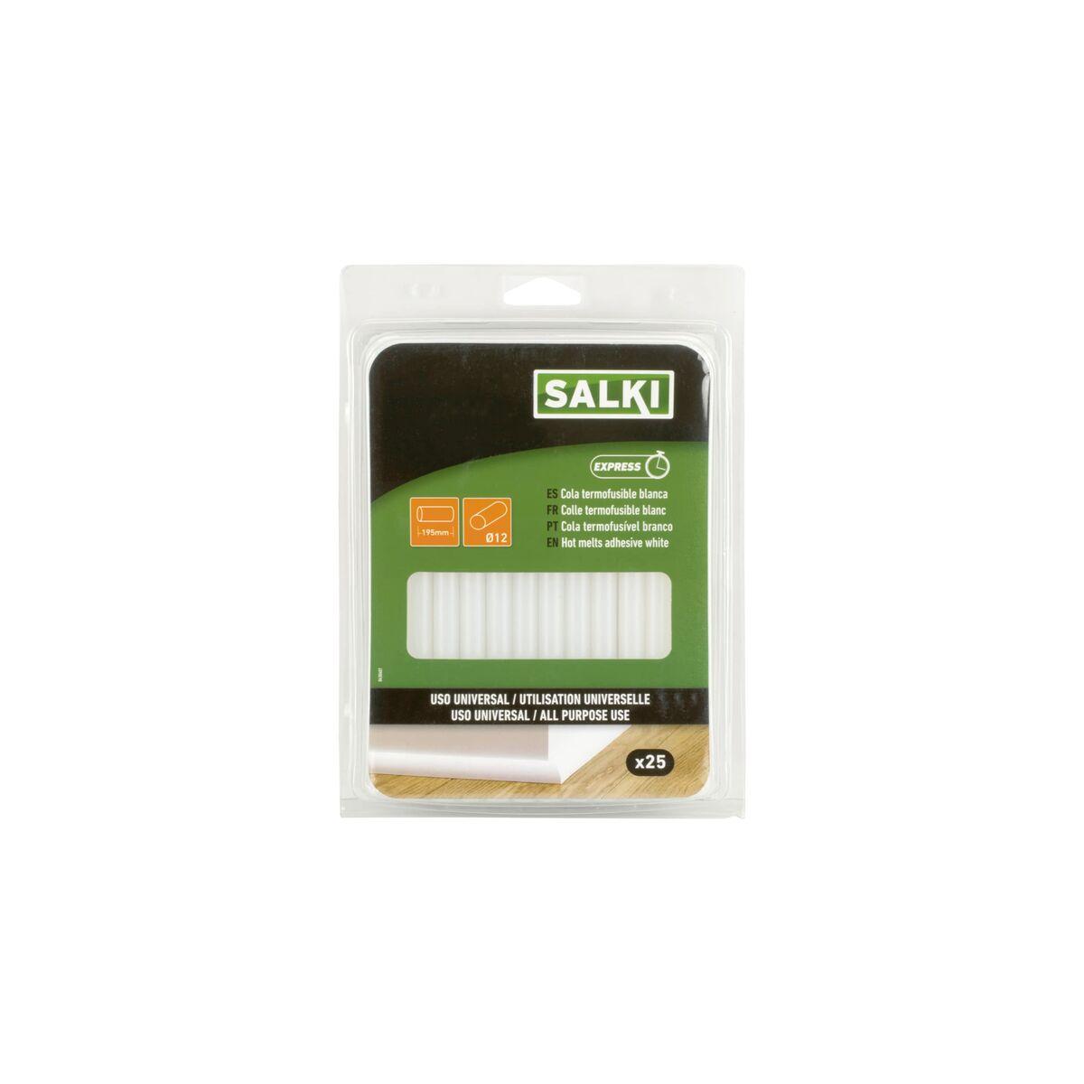 Barras de cola termofusible Salki Express 430407 Universal Ø 12 x 195 mm Blanco 500 g (25 Unidades)