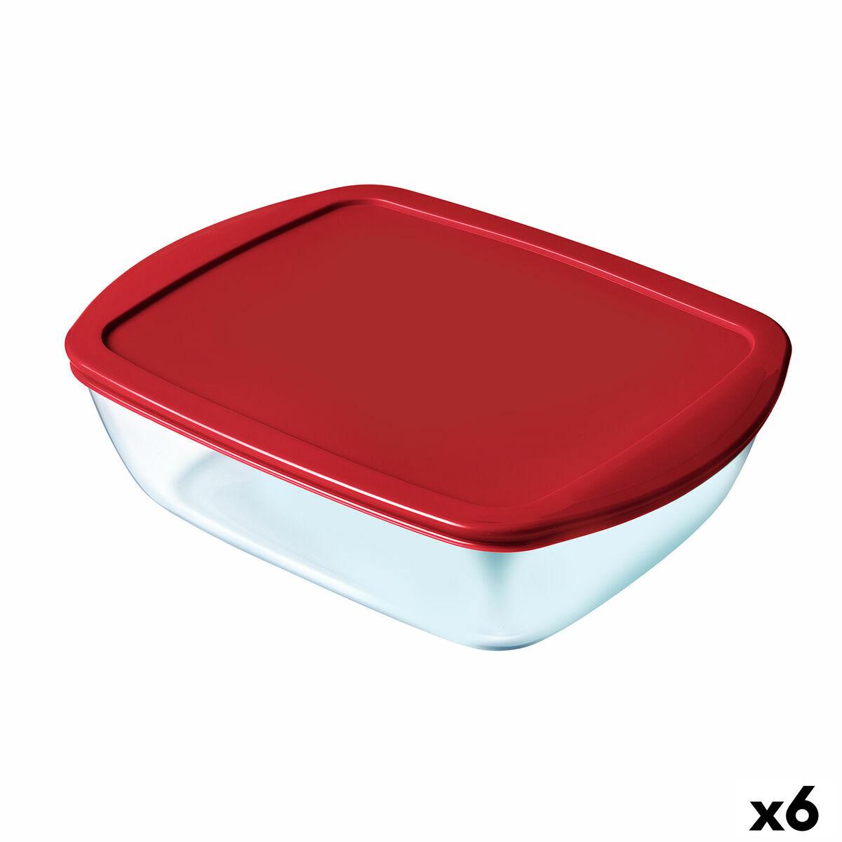 Fiambrera Rectangular con Tapa Pyrex Cook & Store Rectangular 1 L Rojo Vidrio (6 Unidades)