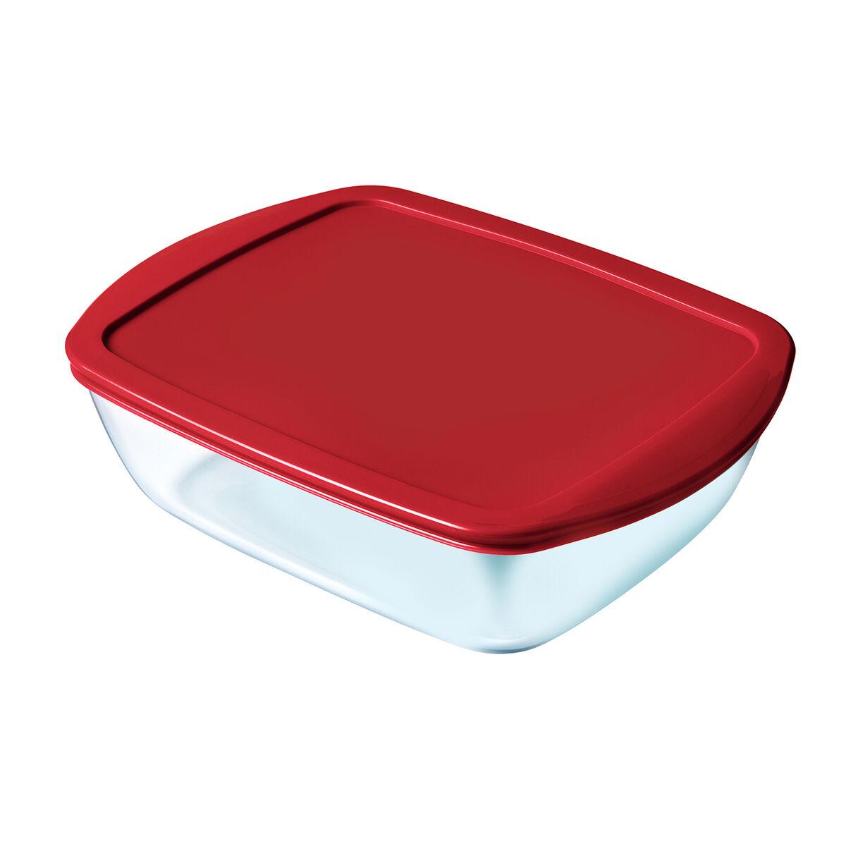 Fiambrera Rectangular con Tapa Pyrex Cook & Store Rectangular 1 L Rojo Vidrio (6 Unidades)