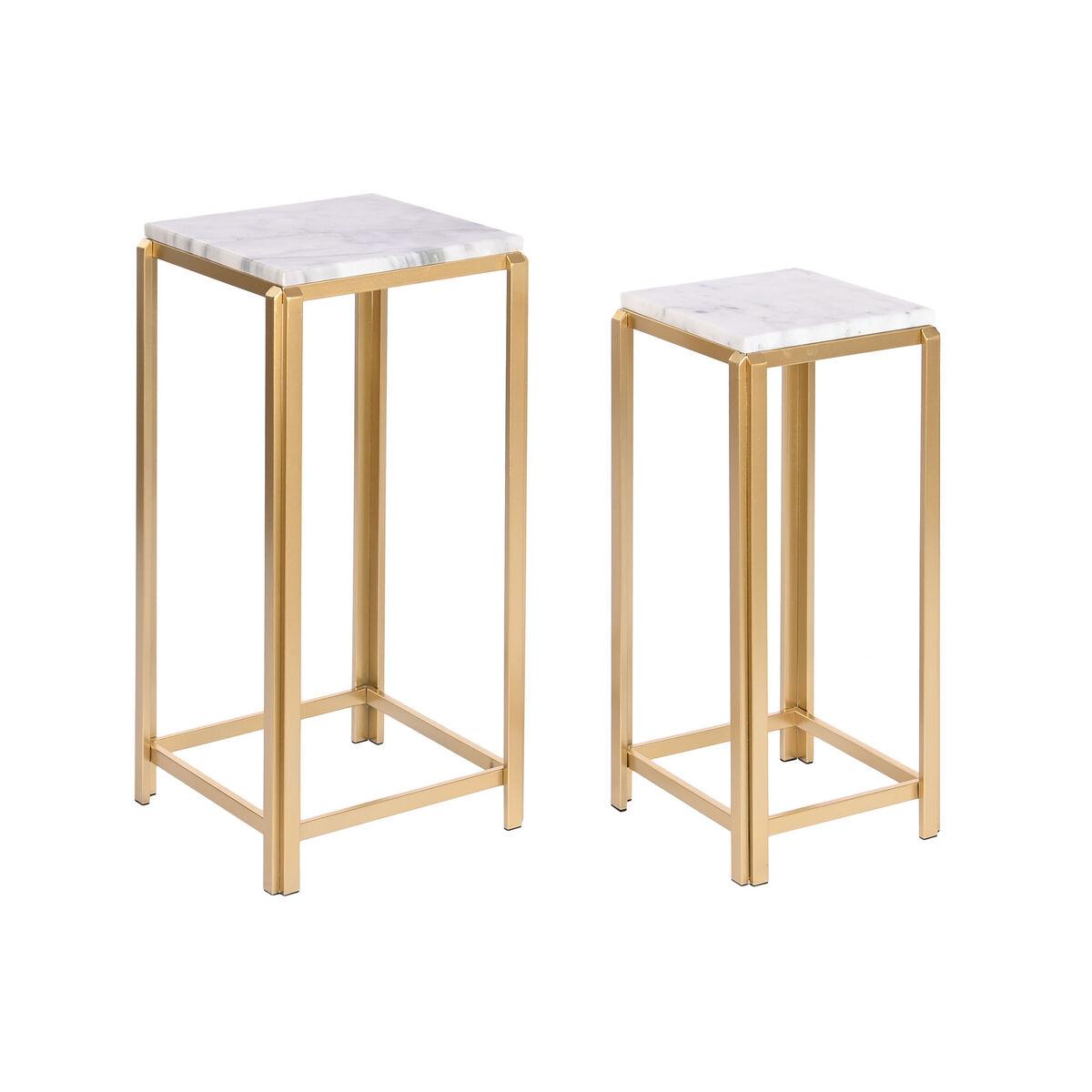 Juego de 2 mesas DKD Home Decor Blanco Dorado 33 x 33 x 70 cm