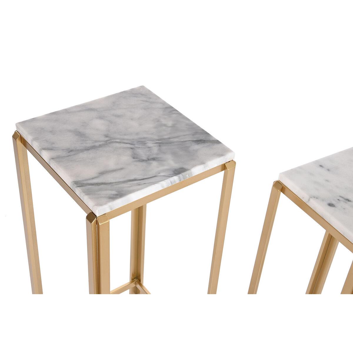 Juego de 2 mesas DKD Home Decor Blanco Dorado 33 x 33 x 70 cm