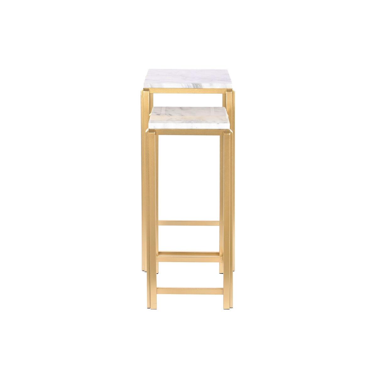 Juego de 2 mesas DKD Home Decor Blanco Dorado 33 x 33 x 70 cm