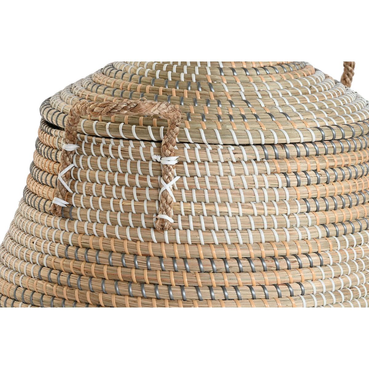 Juego de Cestas DKD Home Decor Multicolor Natural Hierba marina Tropical 46 x 46 x 56 cm