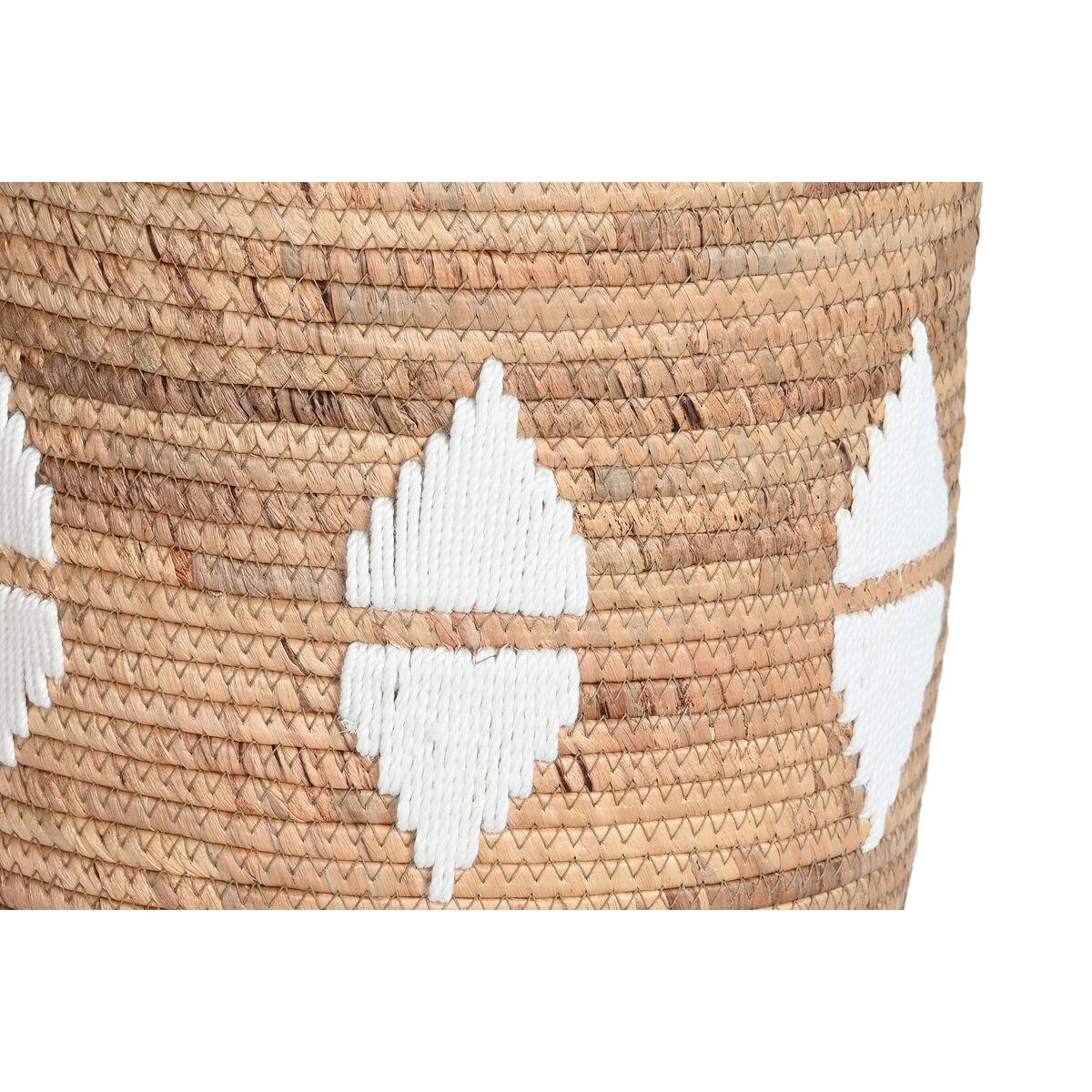 Juego de Cestas DKD Home Decor Blanco Natural Cuerda Hierba marina Boho 46 x 46 x 48 cm