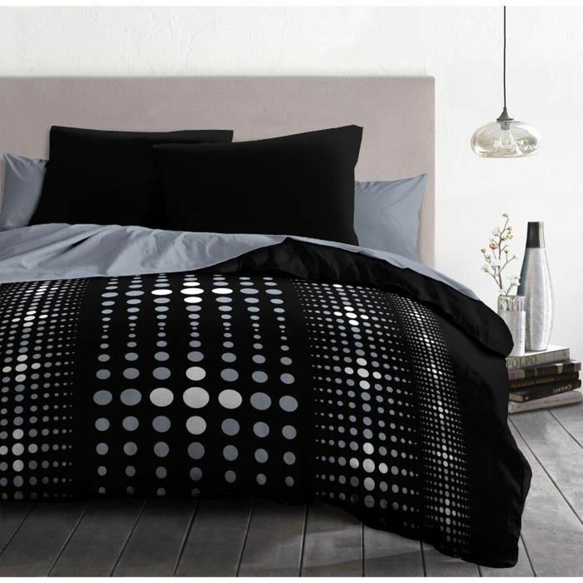 Juego de funda nórdica HOME LINGE PASSION Steevy Negro Gris Cama doble 220 x 240 cm