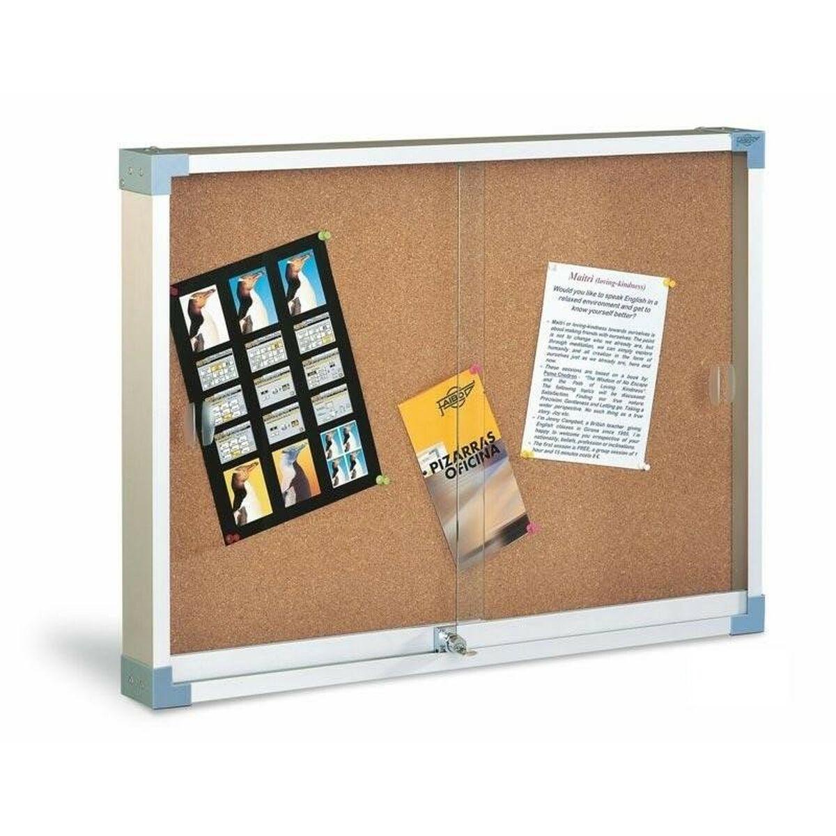 Tablón de Anuncios Faibo Corcho Metacrilato 80 x 100 cm Marrón Gris