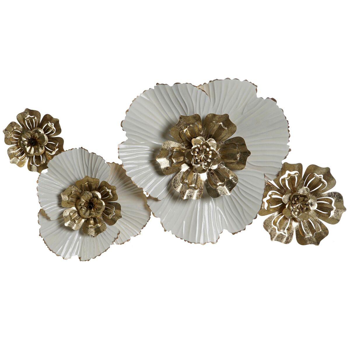 Decoración de Pared DKD Home Decor 93 x 8,3 x 54 cm Dorado Blanco Flores