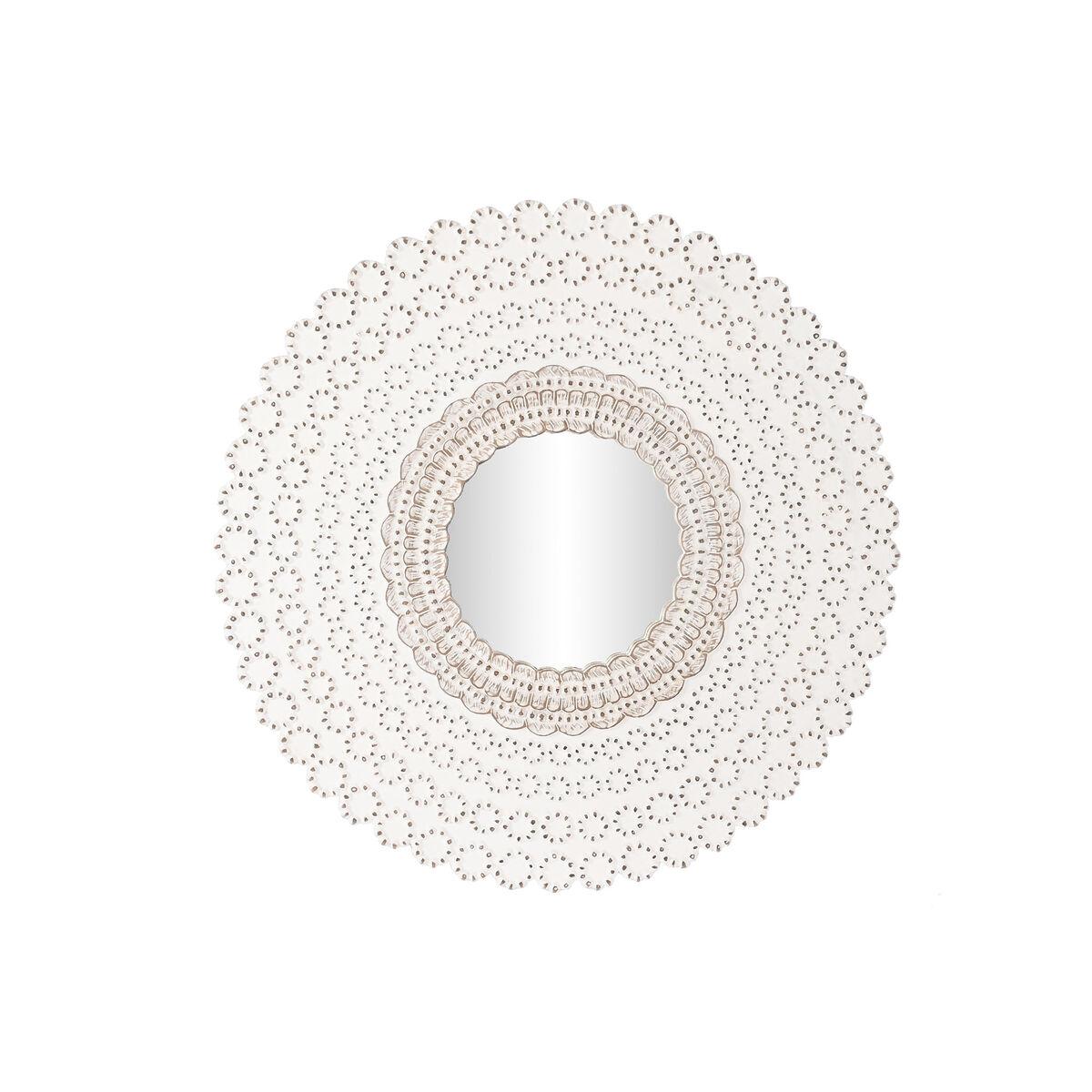Espejo de pared DKD Home Decor Blanco Natural Indio Decapé 120 x 2,5 x 120 cm
