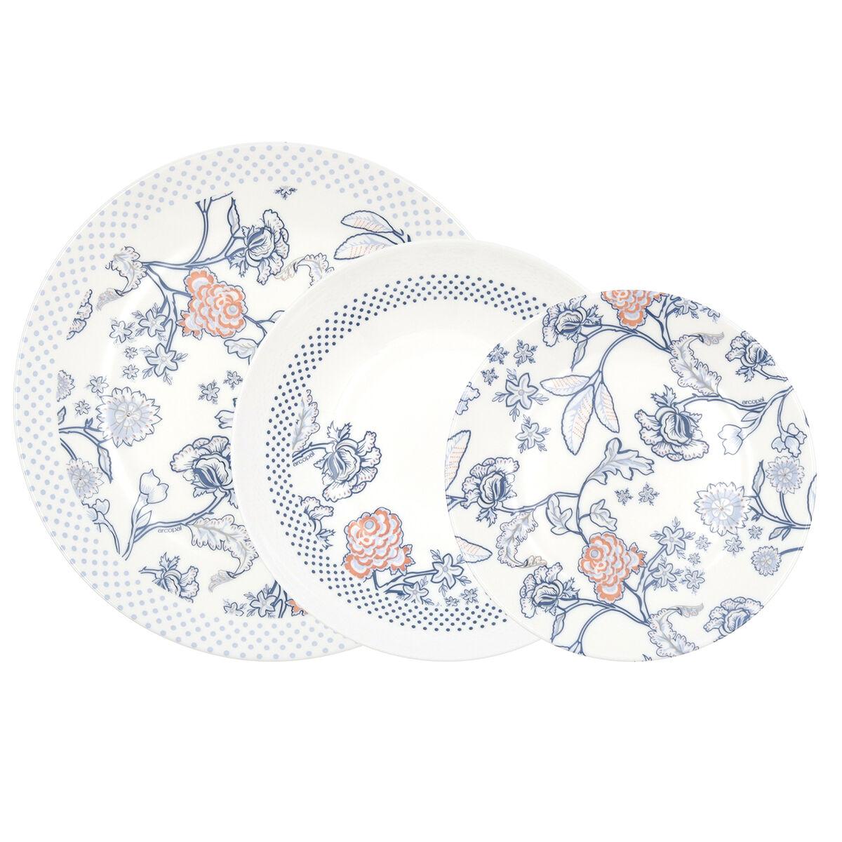 Set de Vajilla Arcopal Thelma Blue Azul Vidrio 12 Piezas