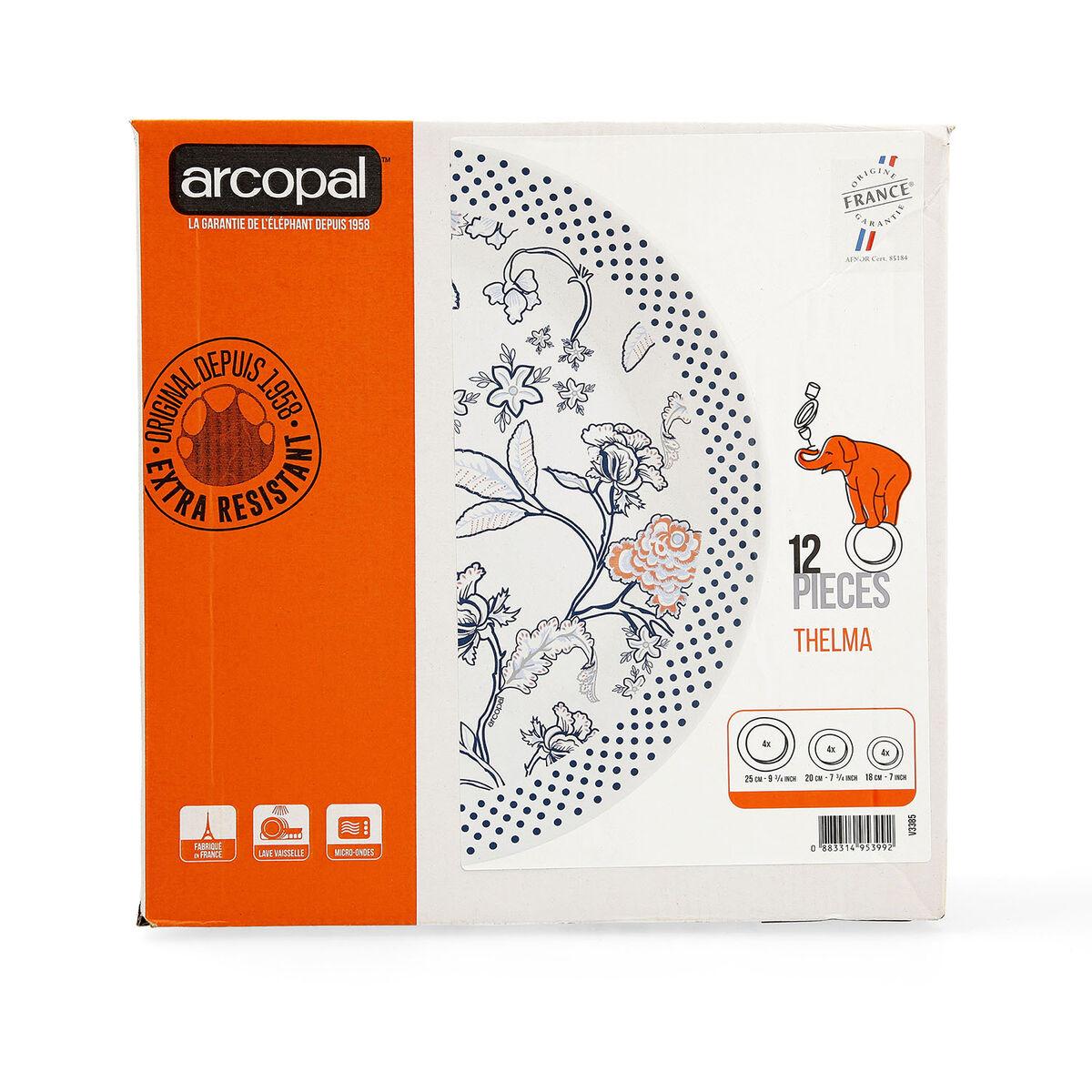 Set de Vajilla Arcopal Thelma Blue Azul Vidrio 12 Piezas