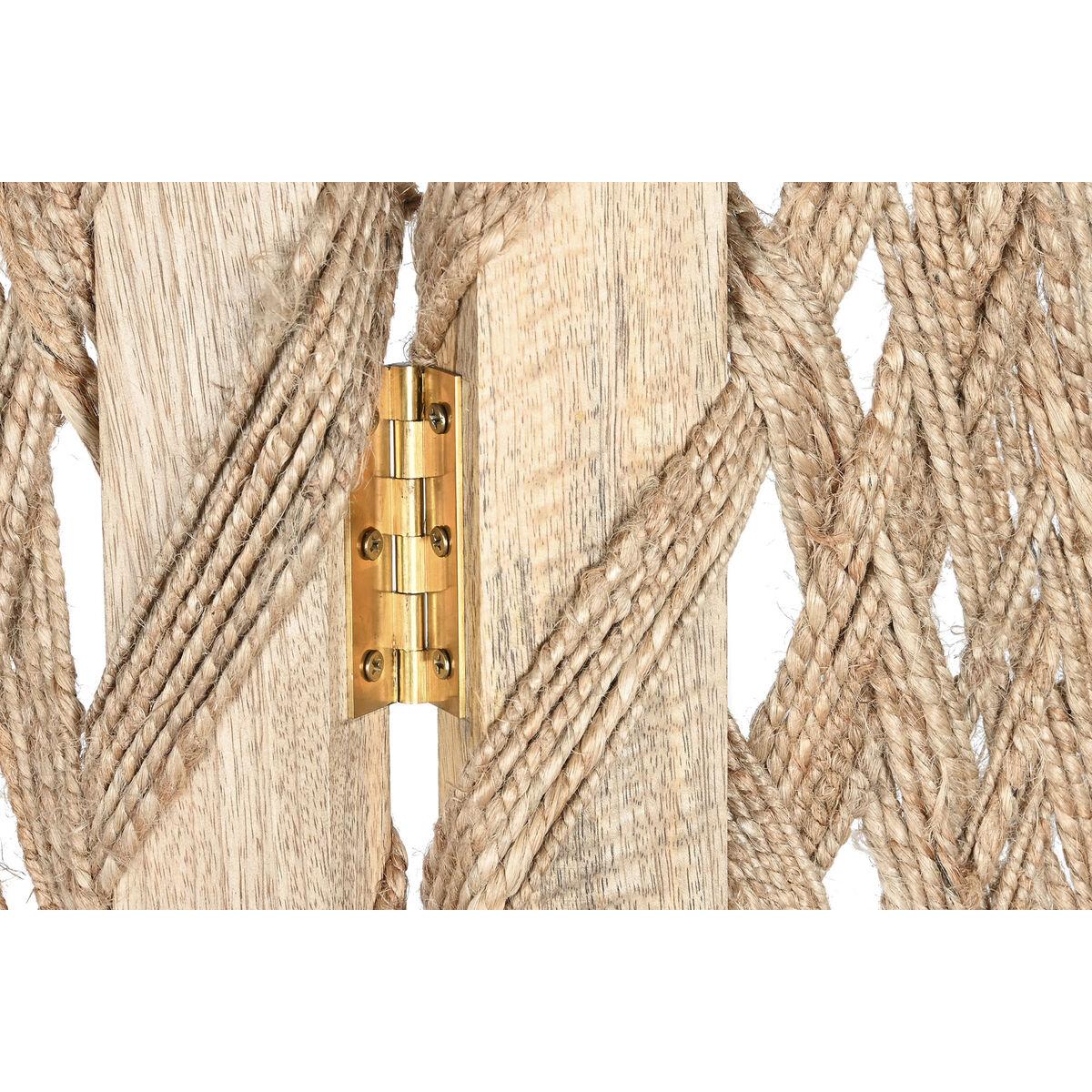 Biombo DKD Home Decor 151 x 2,5 x 183 cm Madera de mango Jute
