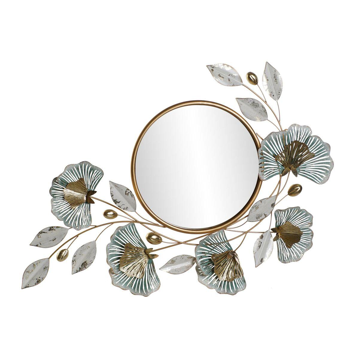 Espejo de pared DKD Home Decor 101 x 7 x 69 cm Cristal Dorado Metal Verde Hoja de planta