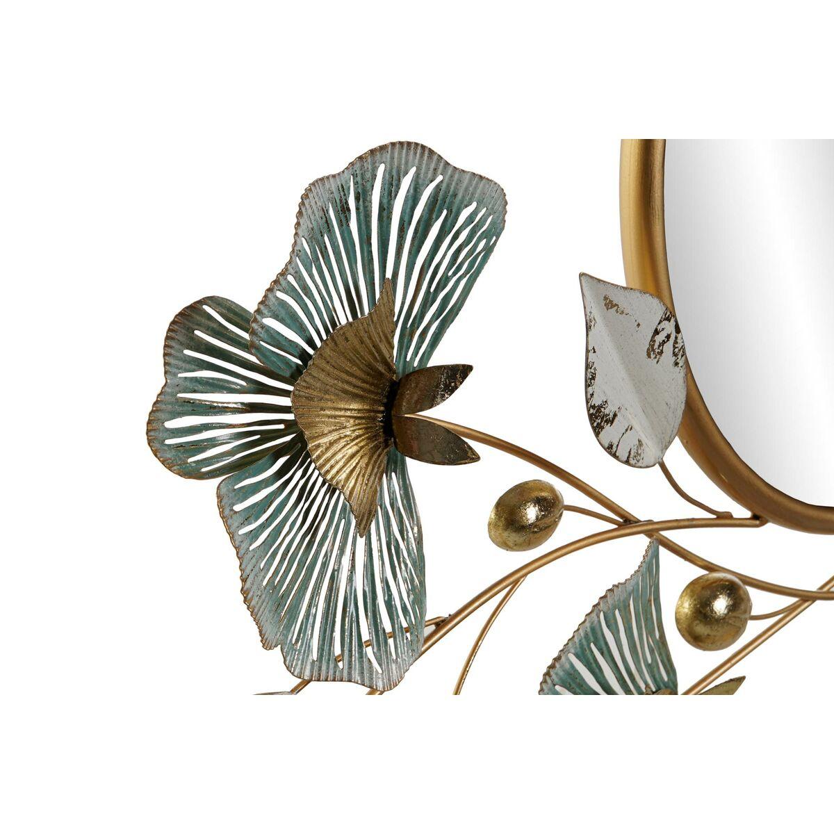 Espejo de pared DKD Home Decor 101 x 7 x 69 cm Cristal Dorado Metal Verde Hoja de planta