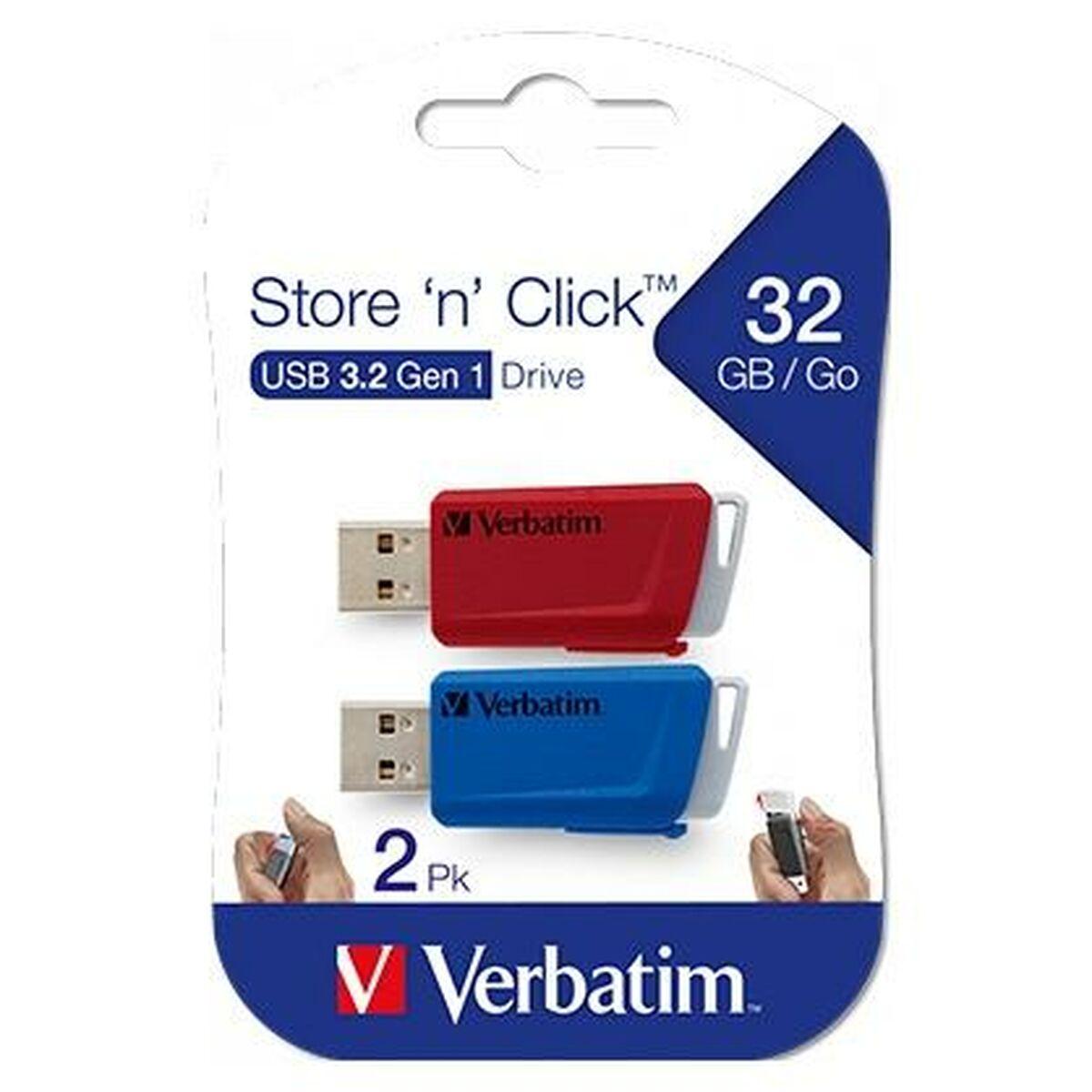 Pendrive Verbatim Store n Click 2 Piezas Azul Multicolor 32 GB