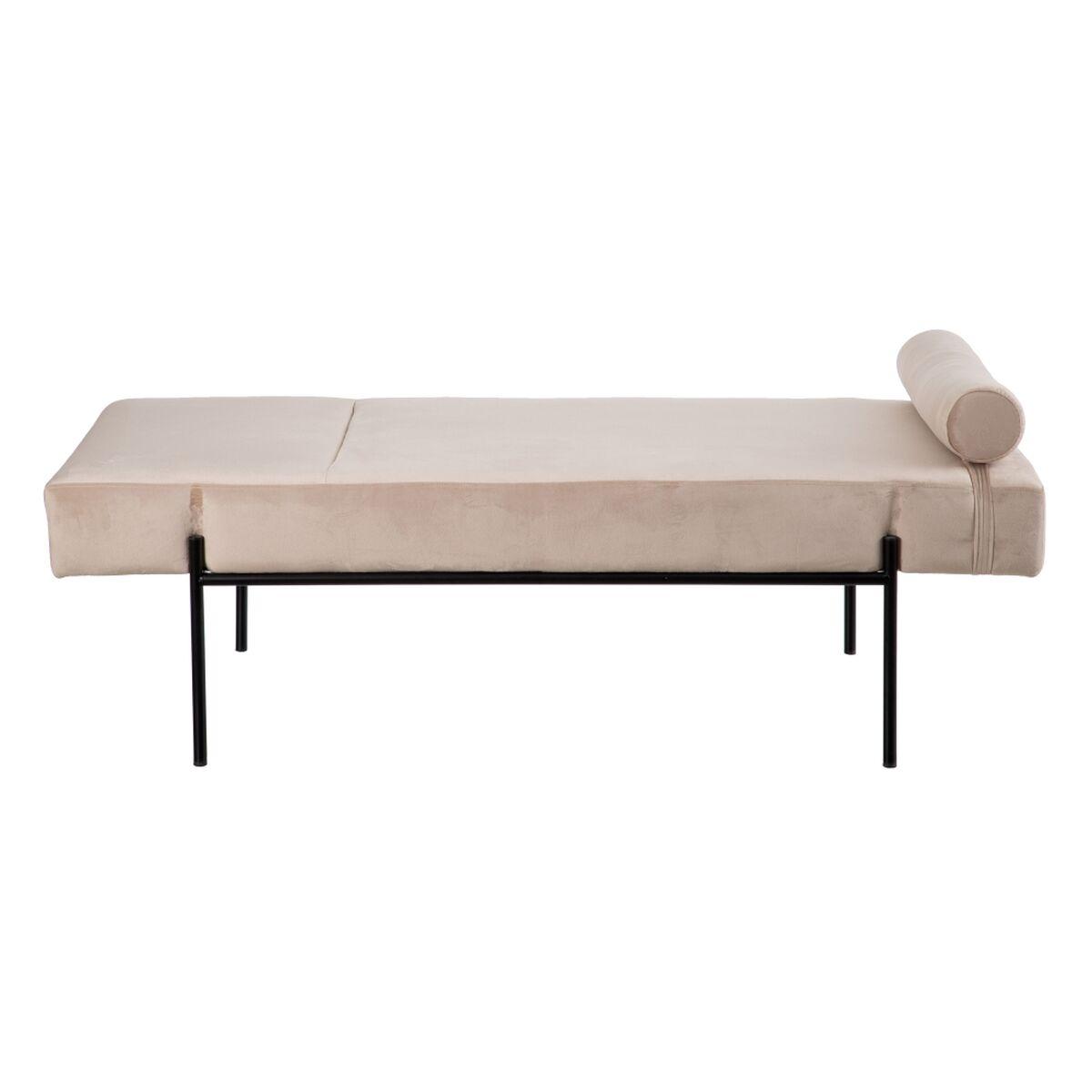 Sofá Chaise Longue 140 x 59 x 42 cm Beige Metal Madera