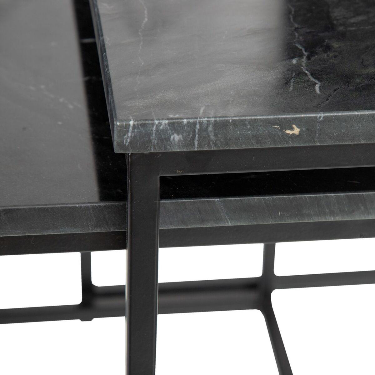 Mesa auxiliar 50 x 50 x 46 cm Negro Metal Mármol (2 Unidades)