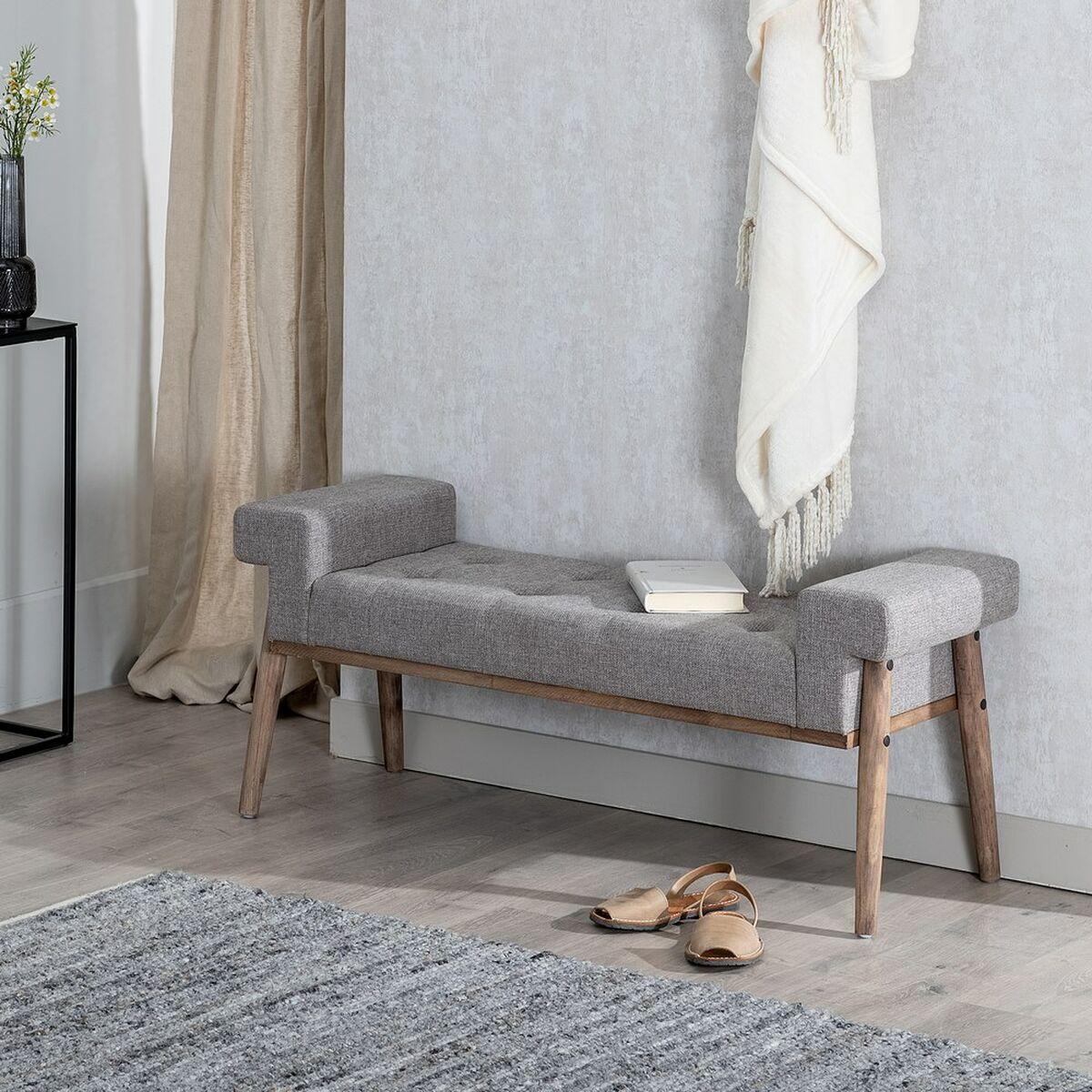 Banqueta 120 x 40 x 50 cm Tejido Sintético Gris Madera