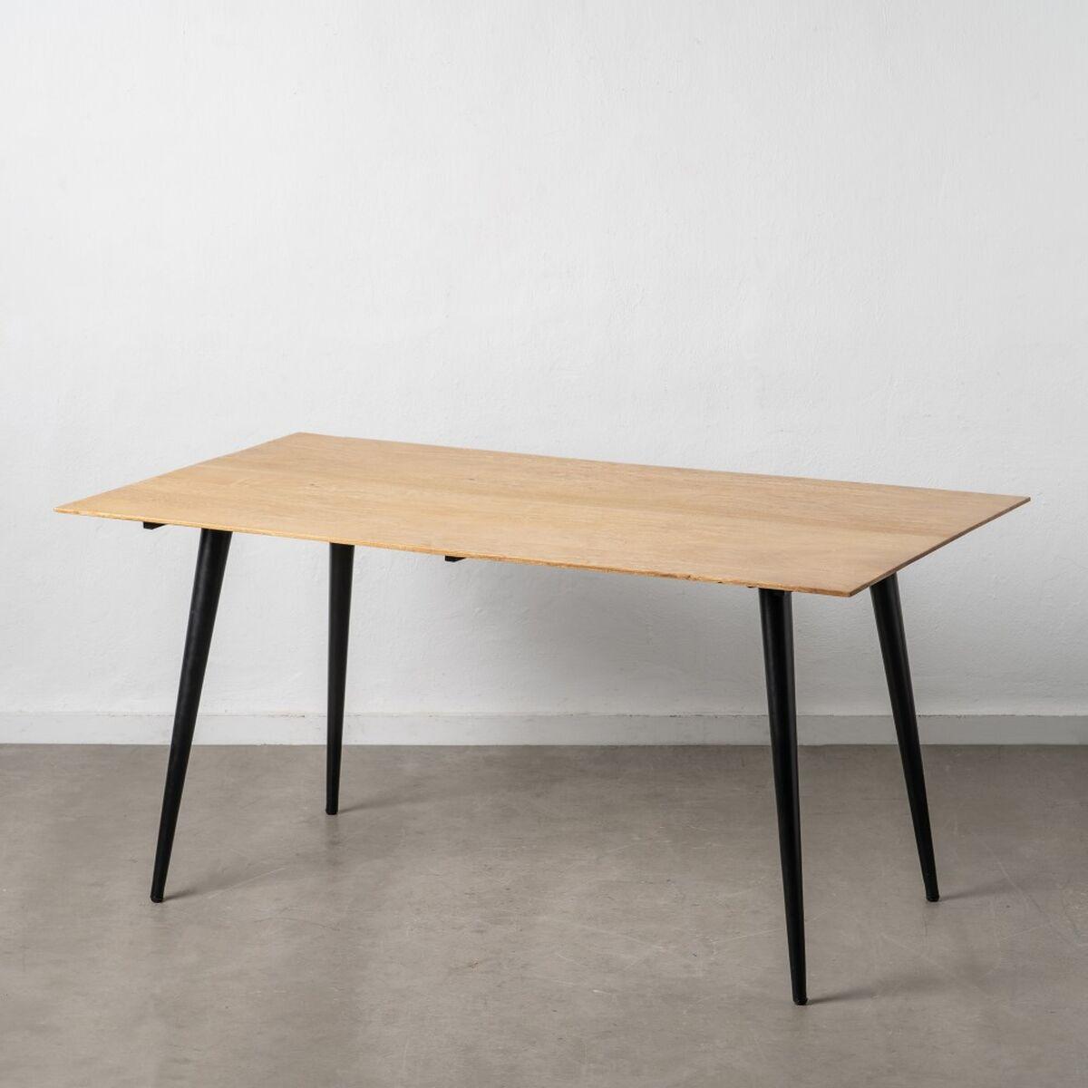 Mesa de Comedor Natural Negro Madera Hierro 160 x 90 x 77 cm