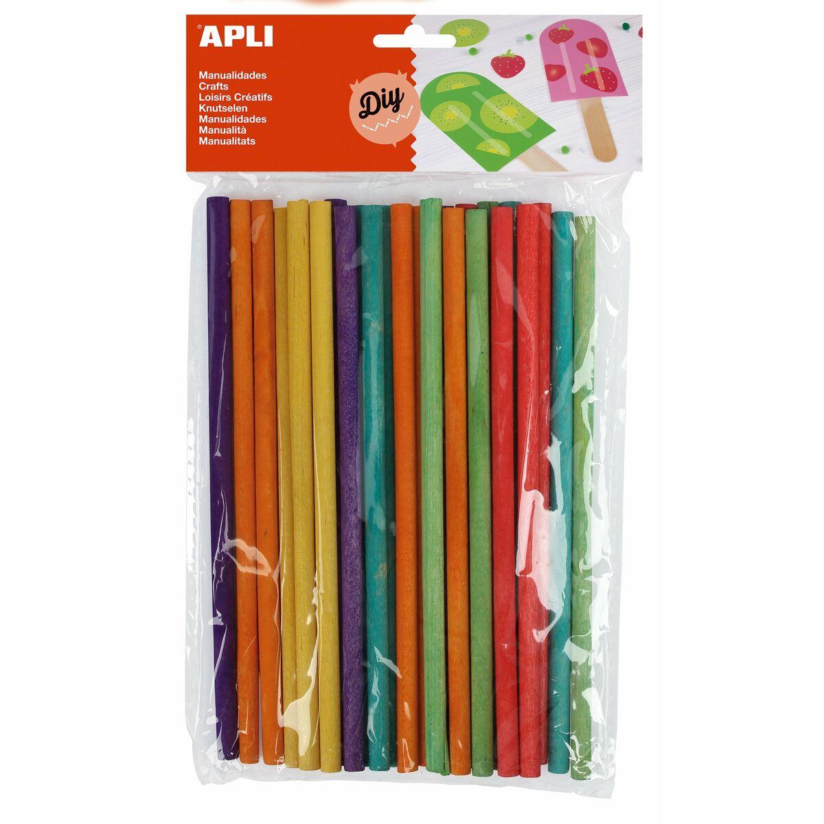 Material para Manualidades Apli Multicolor Madera 15 x 0,5 cm Palos (5 Unidades)