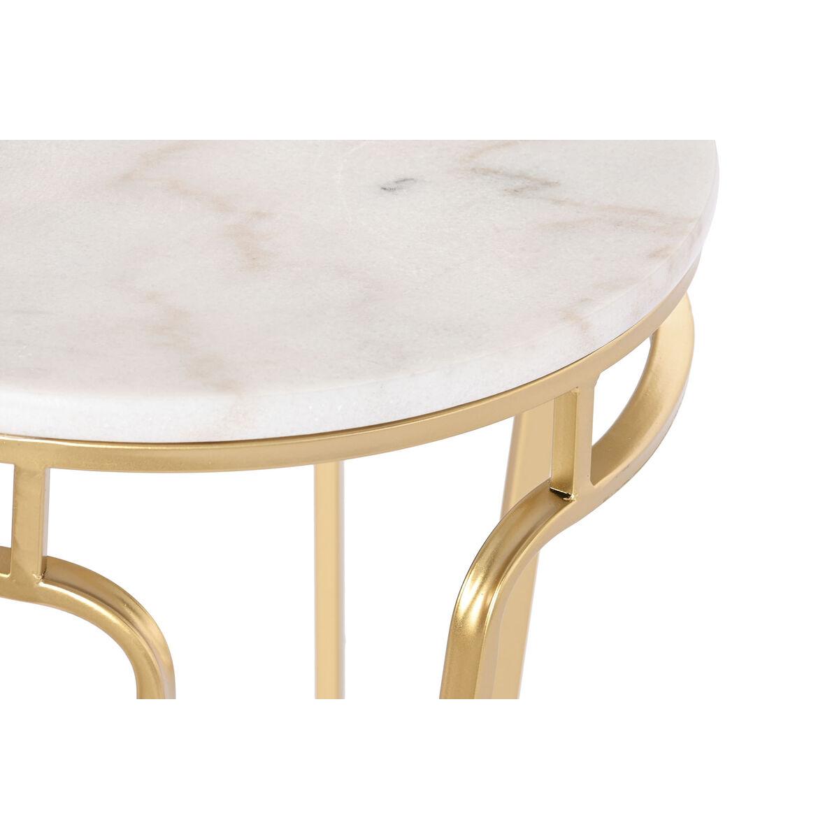 Mesa auxiliar DKD Home Decor 40 x 40 x 54,5 cm Dorado Metal Blanco Mármol
