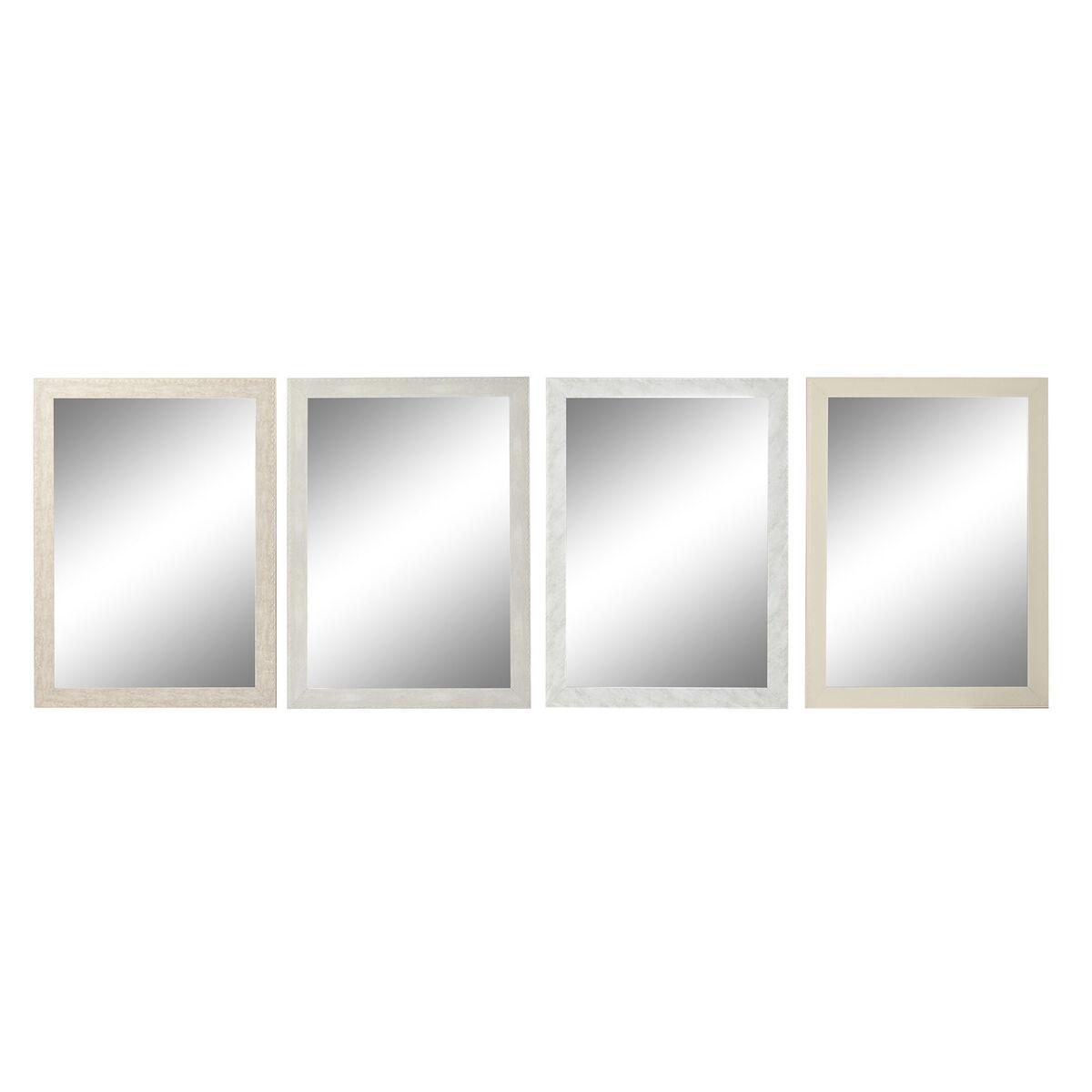 Espejo de pared DKD Home Decor 70 x 2 x 97 cm Cristal Marfil Poliestireno (4 Unidades)