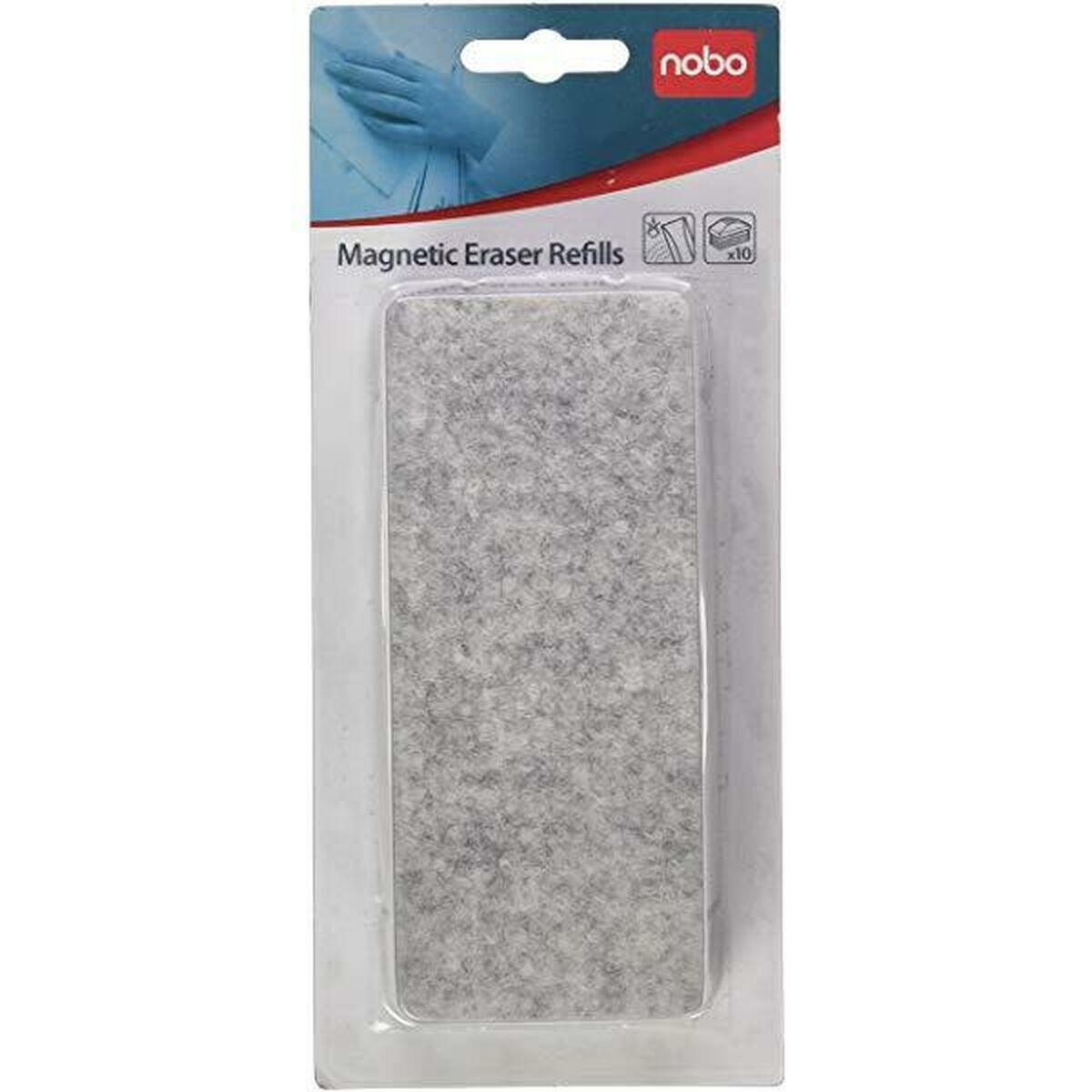 Recambio Nobo Magnético 10 Unidades Borrador de pizarra Gris 7,5 x 16 cm