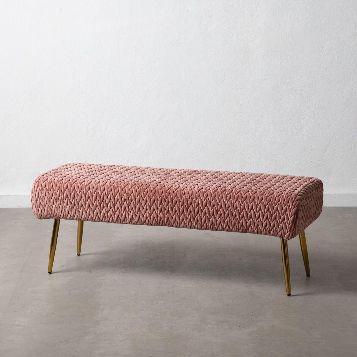 Banqueta 111 x 44 x 41,5 cm Tejido Sintético Rosa Metal