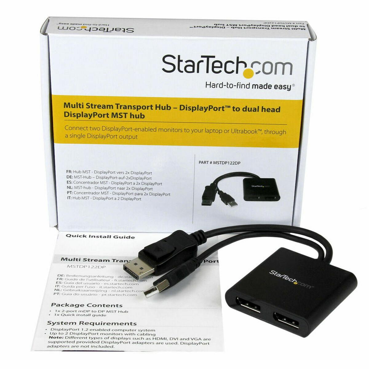 Hub USB Startech MSTDP122DP Negro 4K Ultra HD