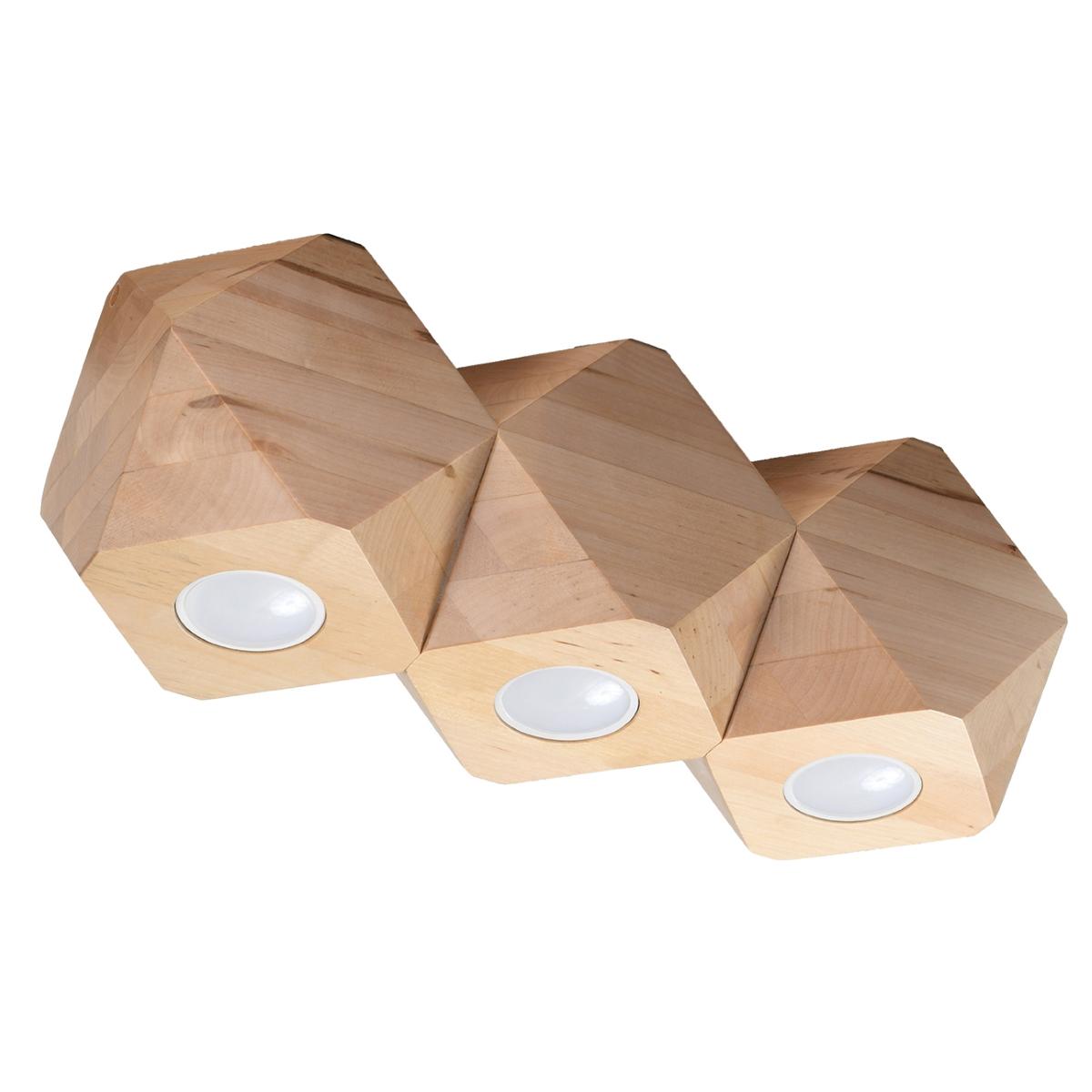 Sollux Lámpara de techo WOODY 3 madera natural 