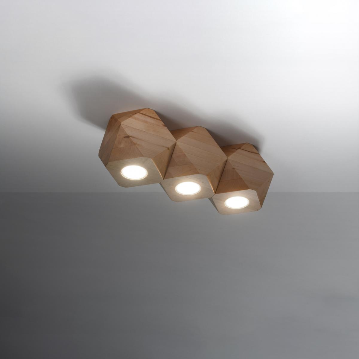 Sollux Lámpara de techo WOODY 3 madera natural 