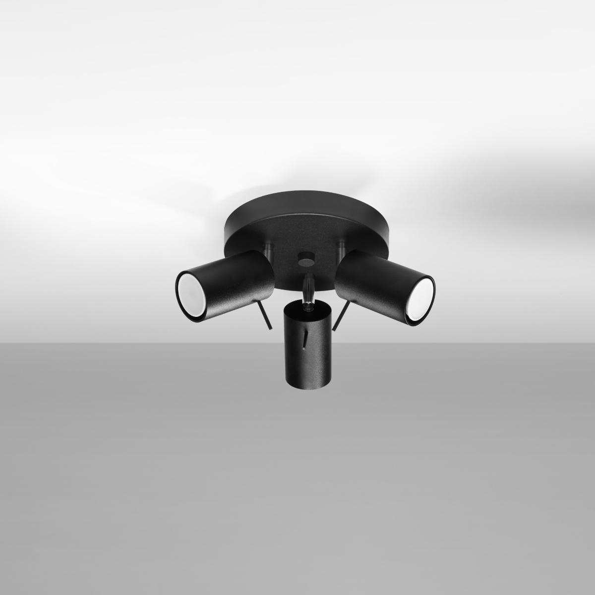 Sollux Plafón RING 3P negro 