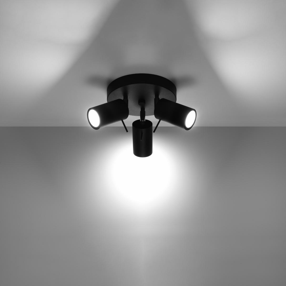 Sollux Plafón RING 3P negro 