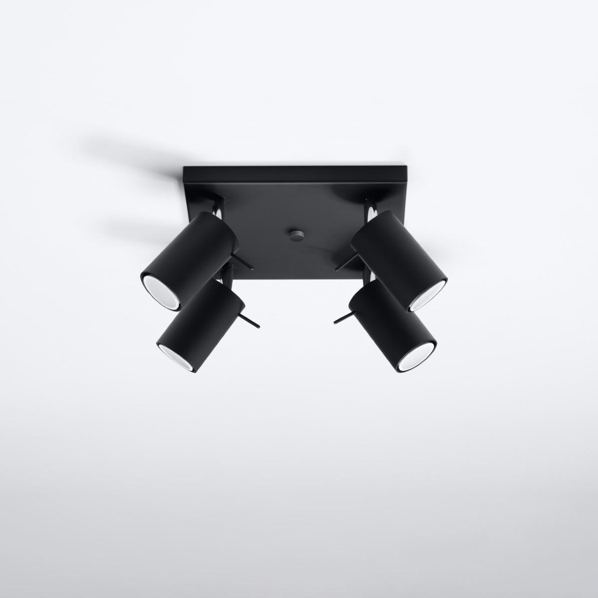 Sollux Plafón RING 4 negro 