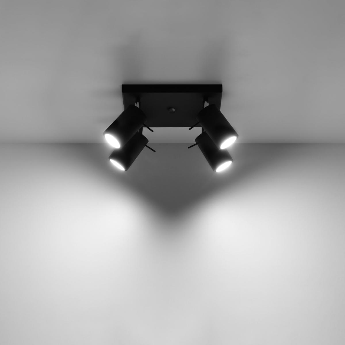 Sollux Plafón RING 4 negro 