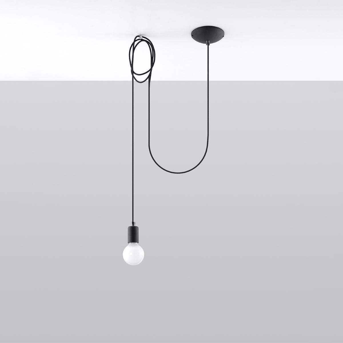 Sollux Lámpara colgante EDISON 1 negro 