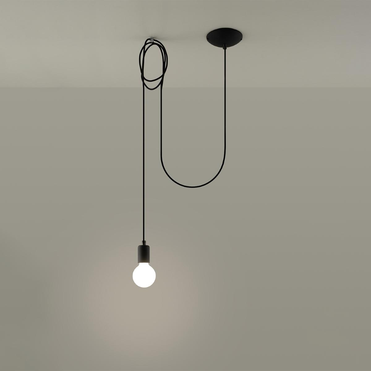 Sollux Lámpara colgante EDISON 1 negro 