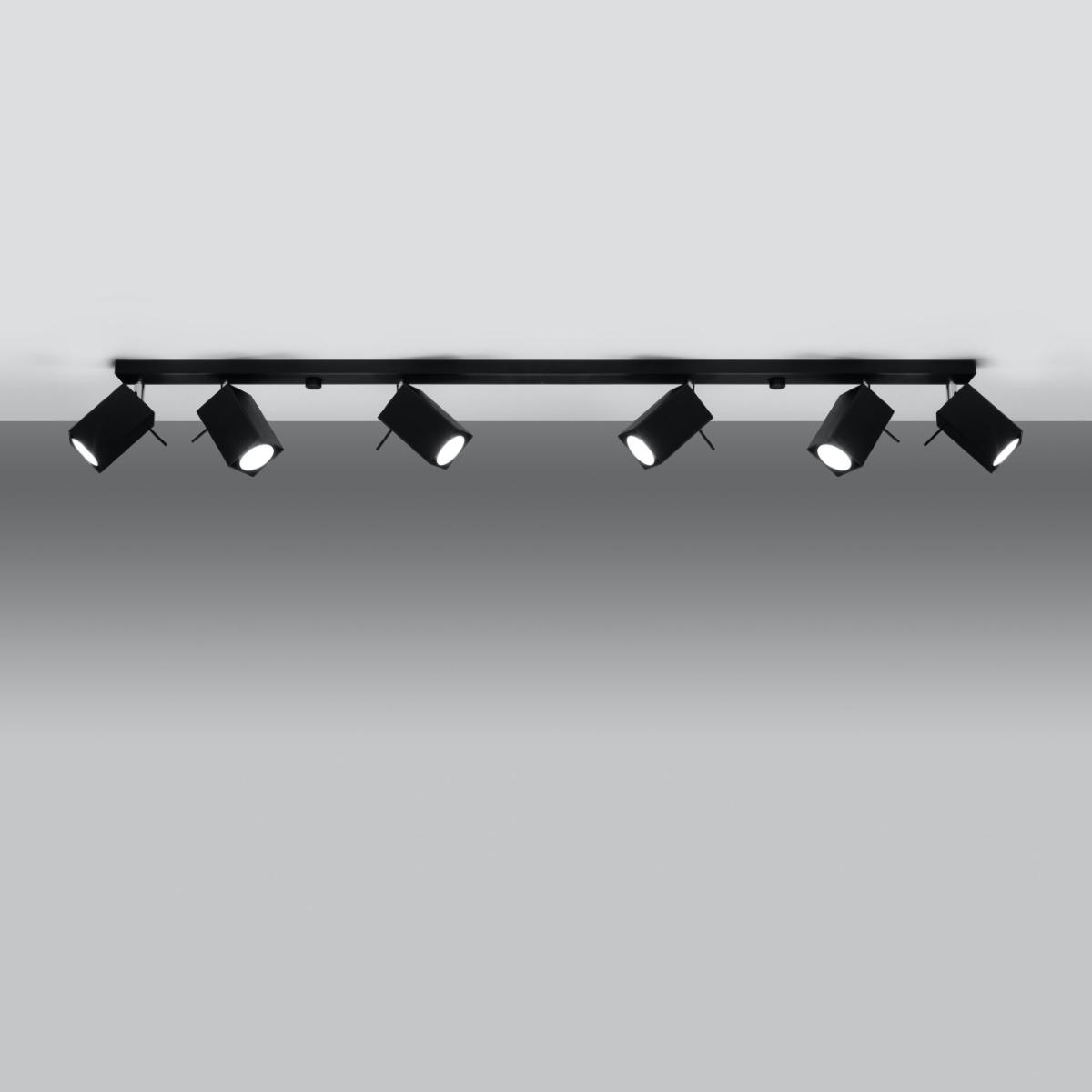 Sollux Lámpara de techo MERIDA 6L negra 