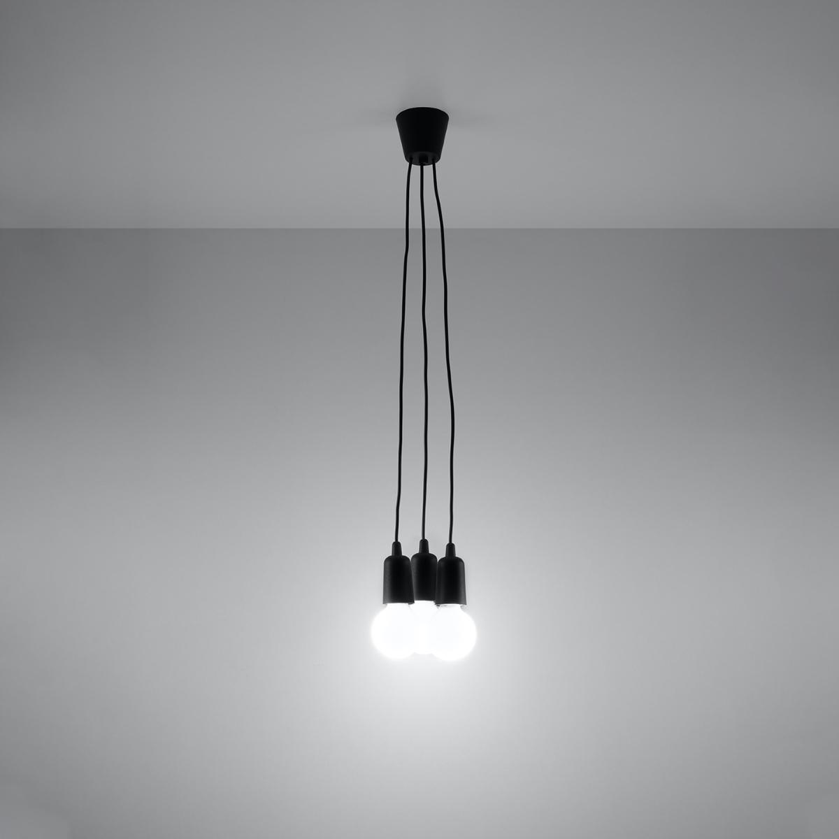 Sollux Lámpara colgante DIEGO 3 negro 