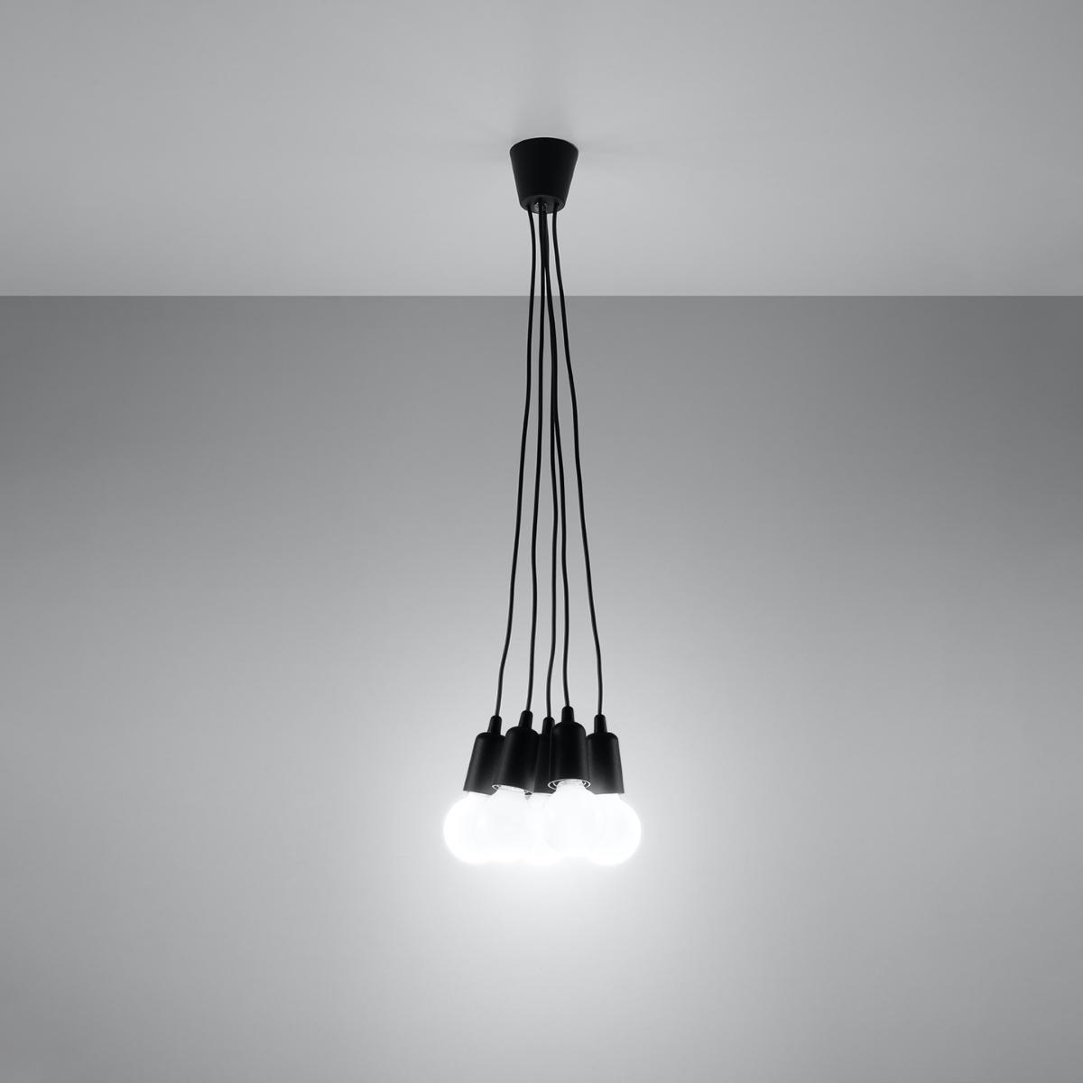 Sollux Lámpara colgante DIEGO 5 negro 