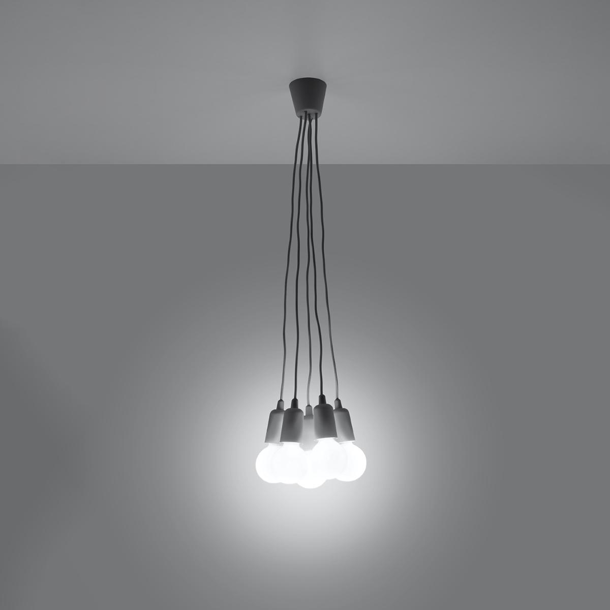 Sollux Lámpara colgante DIEGO 5 gris 