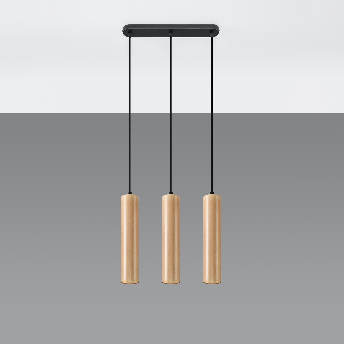 Sollux Lámpara colgante LINO 3 madera 