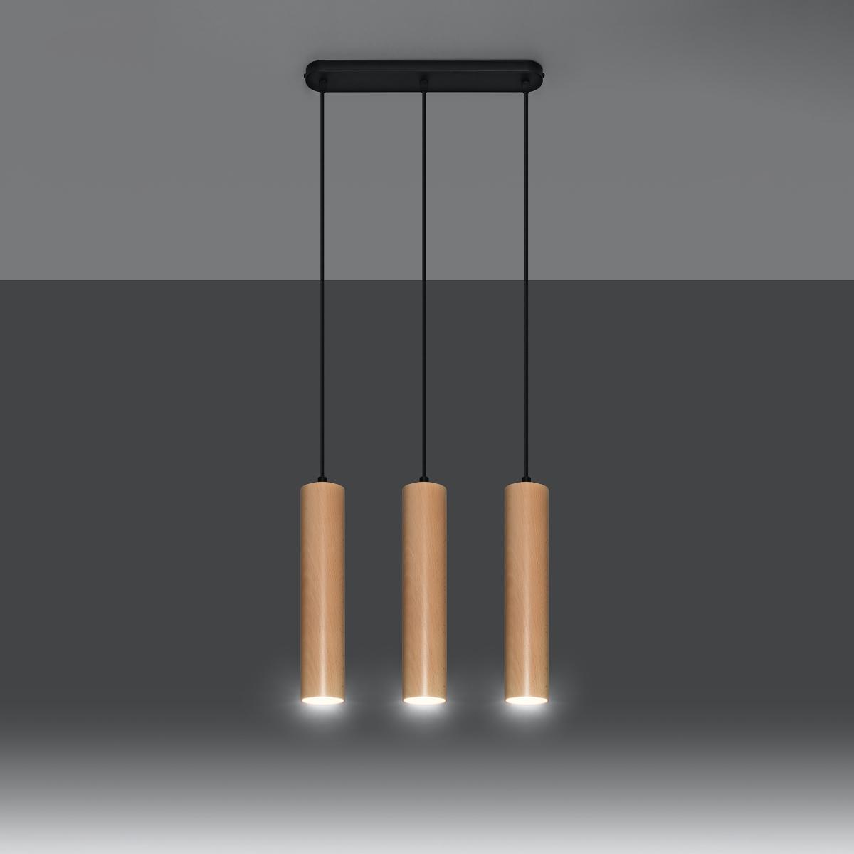 Sollux Lámpara colgante LINO 3 madera 