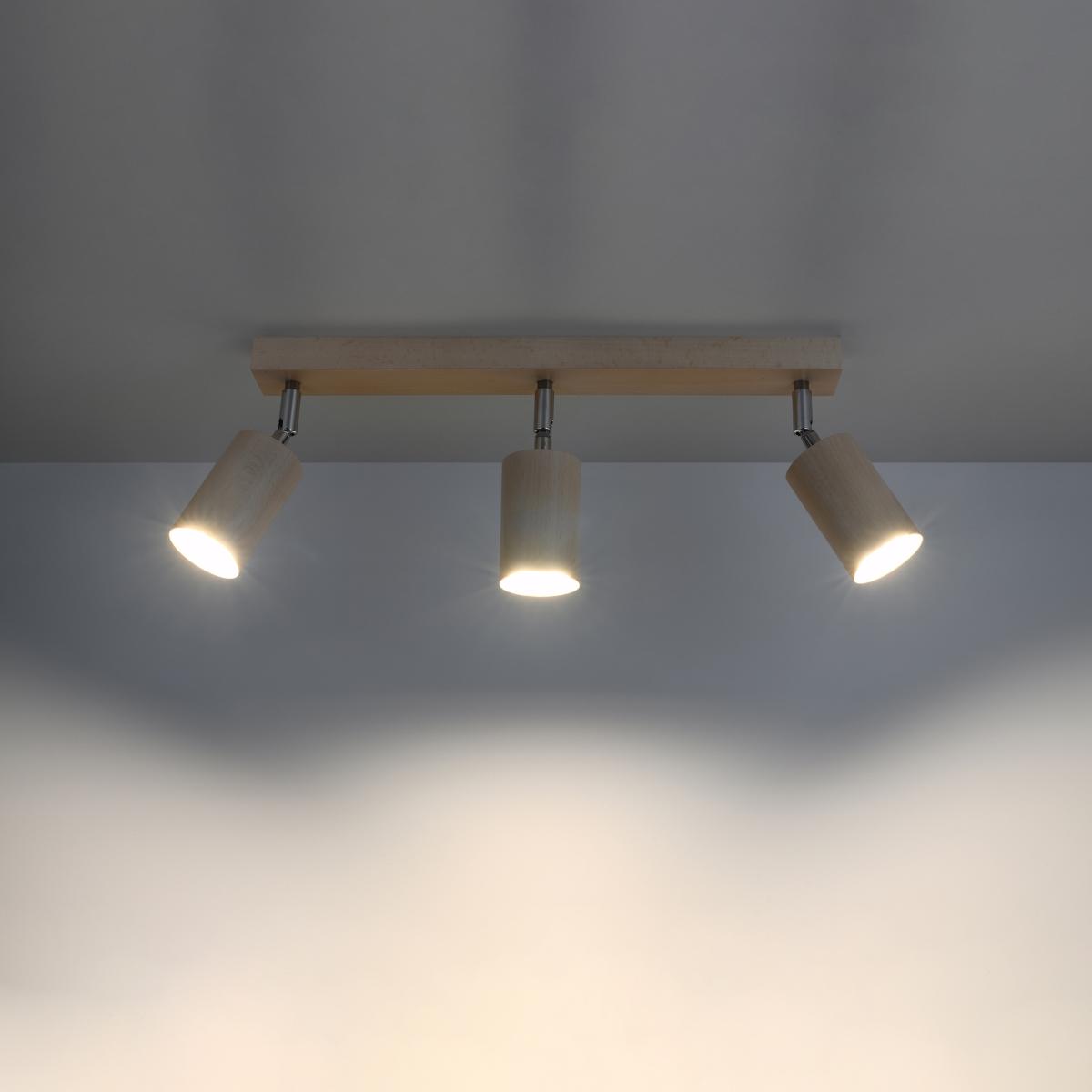 Sollux Lámpara de techo BERG 3 madera natural 