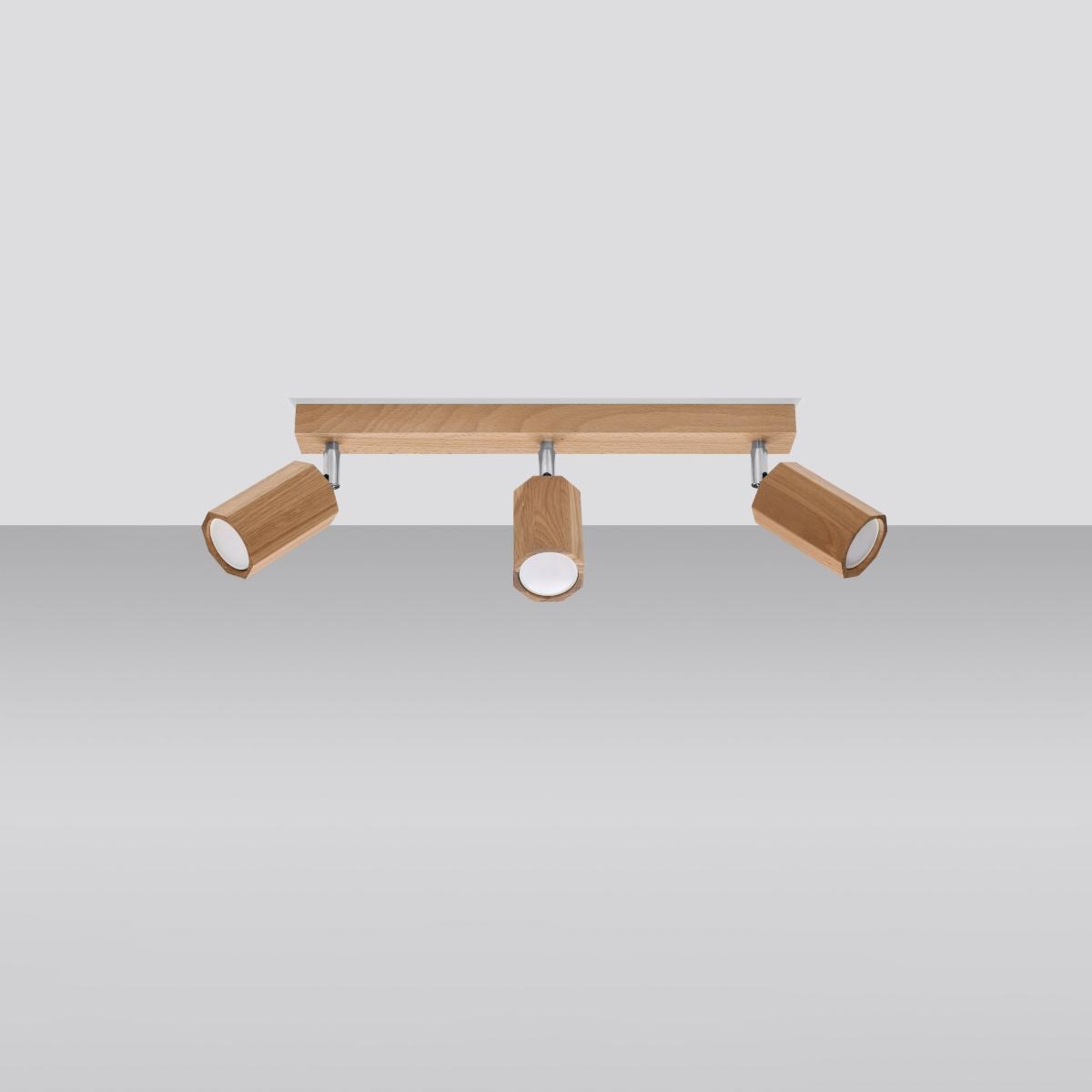 Sollux Lámpara de techo ZEKE 3 roble 