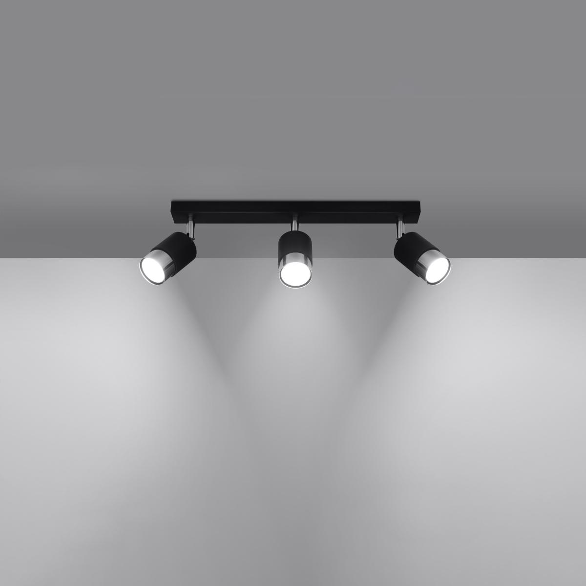 Sollux Lámpara de techo NERO 3 negro/cromo 